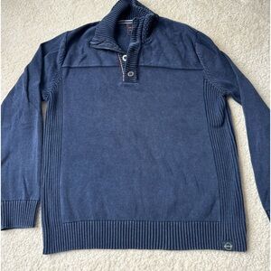 Original weatherproof vintage sweater men size m navy 1/4 zip button mock‎ neck